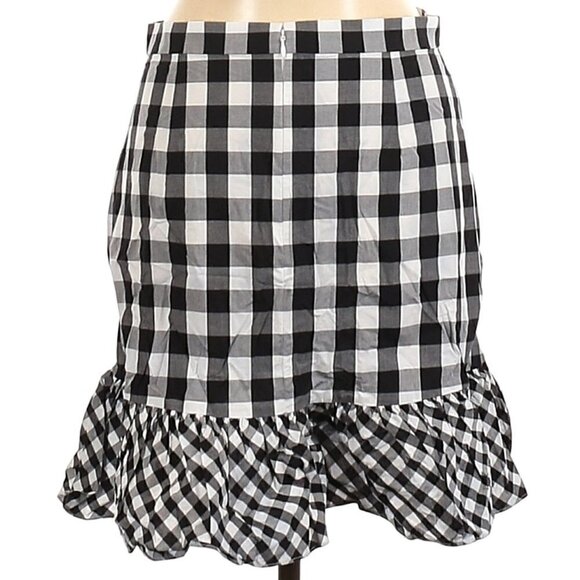 J. Crew Women's Black White Plaid Gingham Flannel Ruffled High Low Skirt, 10 - Picture 3 of 4